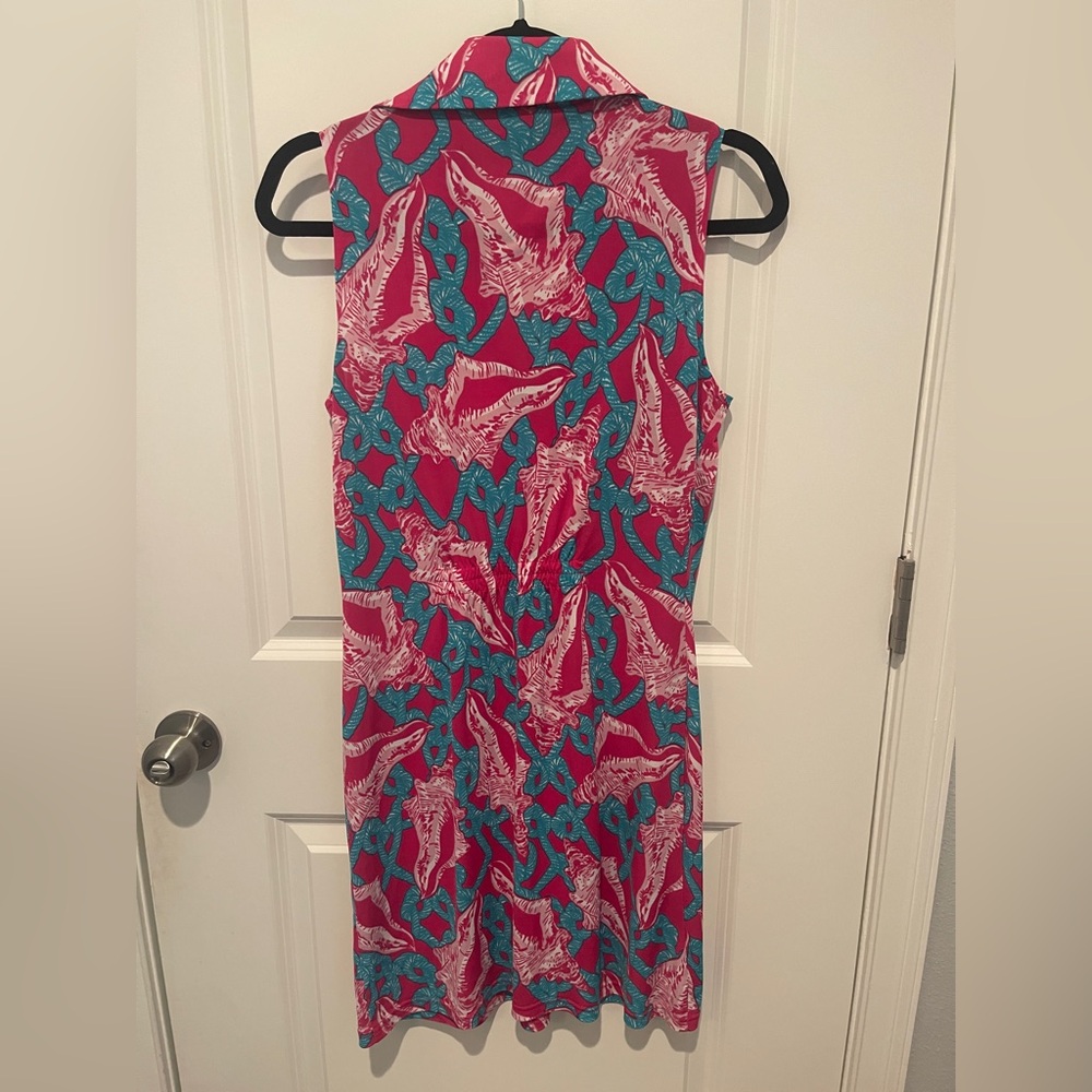 Tracy Negoshian Vibrant Pink and Teal Dress - Picture 3 of 4